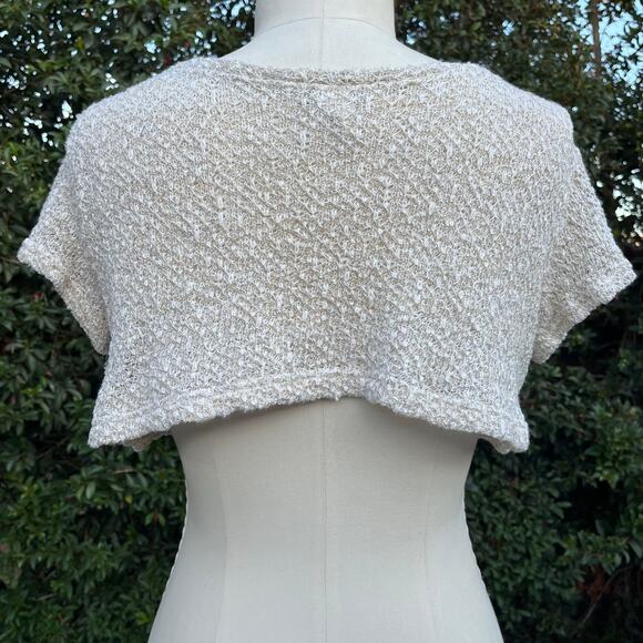 Vintage S-Wear Beige Cream Knit Button Crop Too 2000s Y2K USA Made - Picture 2 of 7